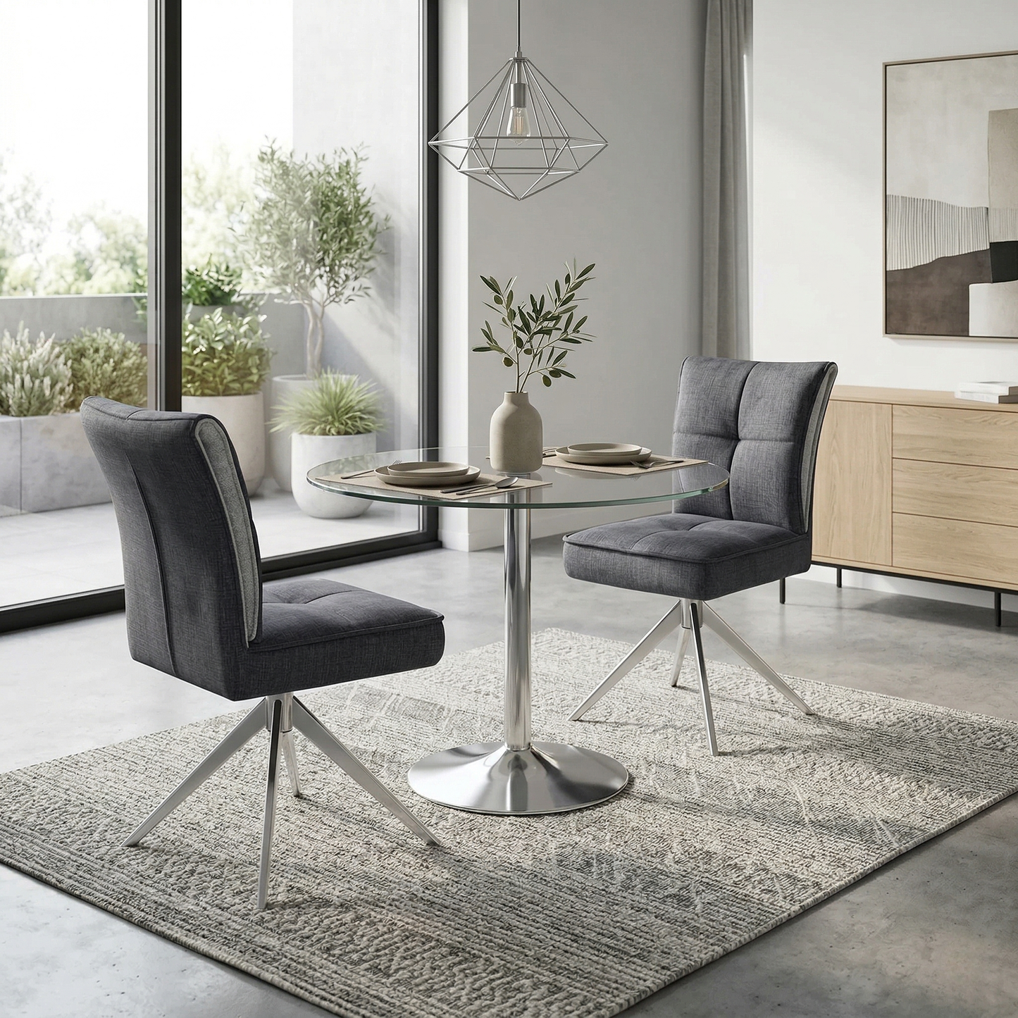 'Glacier' Set of 2 Swivel Dining Chairs