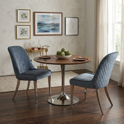 'Gabana' Blue Velvet Fixed Dining Chair - Set of 2