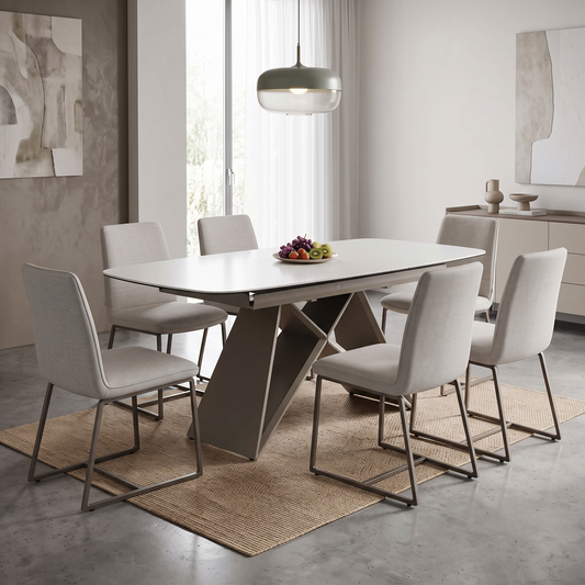 ‘Mirage’ Ceramic Top Small 140cm Pop Up Extending Dining Table – view 2