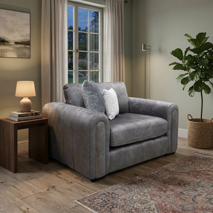 ‘Amara’ Charcoal Velvet Snuggle Chair