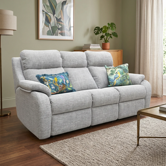 G Plan ‘Kingsbury’ Light Grey Woven Fabric 3 Seater Sofa
