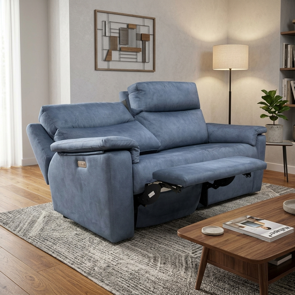 G Plan ‘Thornbury’ A125 Stingray Indigo Velvet 3 Seater Power Recliner Sofa