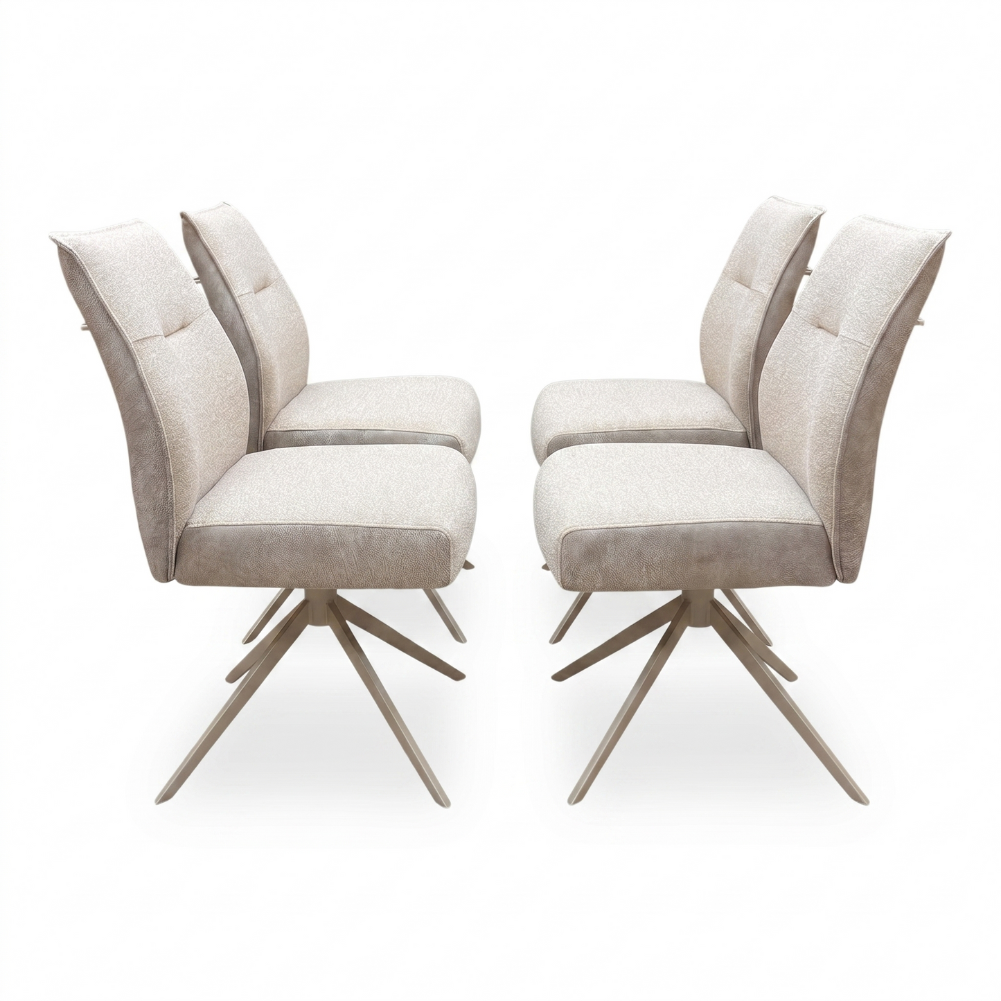 'Mirage' Neutral Fabric Swivel Dining Armless Chairs - Set of 4
