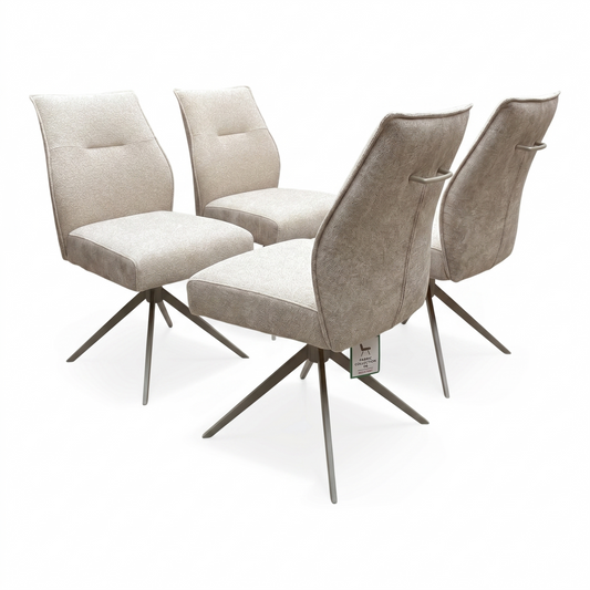 'Mirage' Neutral Fabric Swivel Dining Armless Chairs - Set of 4