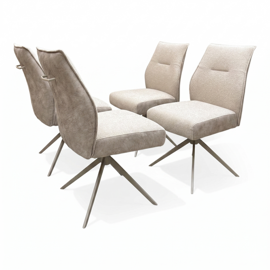 'Mirage' Neutral Fabric Swivel Dining Armless Chairs - Set of 4