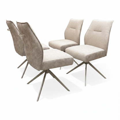 'Mirage' Neutral Fabric Swivel Dining Armless Chairs - Set of 4