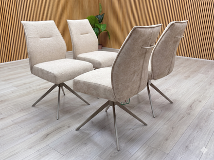 'Mirage' Neutral Fabric Swivel Dining Armless Chairs - Set of 4