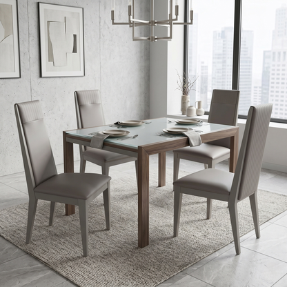 'Lusso' Taupe Panelled Faux Leather Dining Chairs - Set of 4