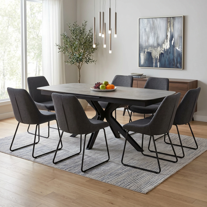 'Jose' Titanium Grey Ceramic Top 200cm Pop Up Extending Dining Table