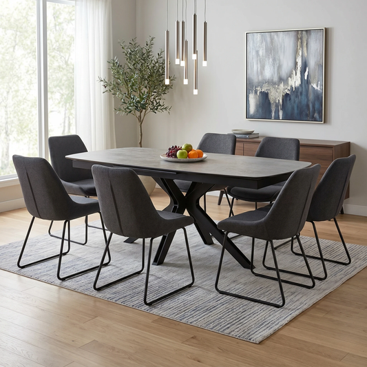 'Jose' Titanium Grey Ceramic Top 200cm Pop Up Extending Dining Table