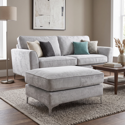 Legend Kingston Silver Fabric Footstool – view 2