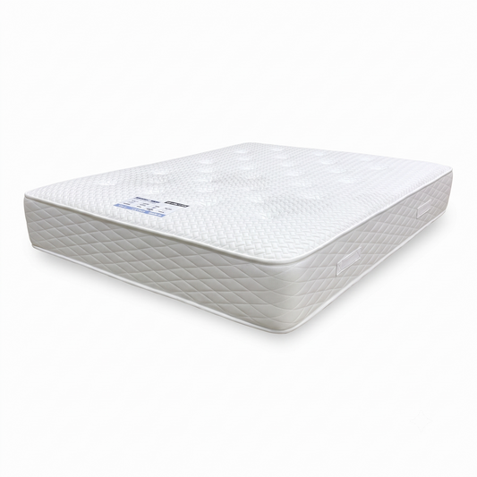 Cloud 2000 pocket memory double sided king mattress, angled view of the tufted quilted top