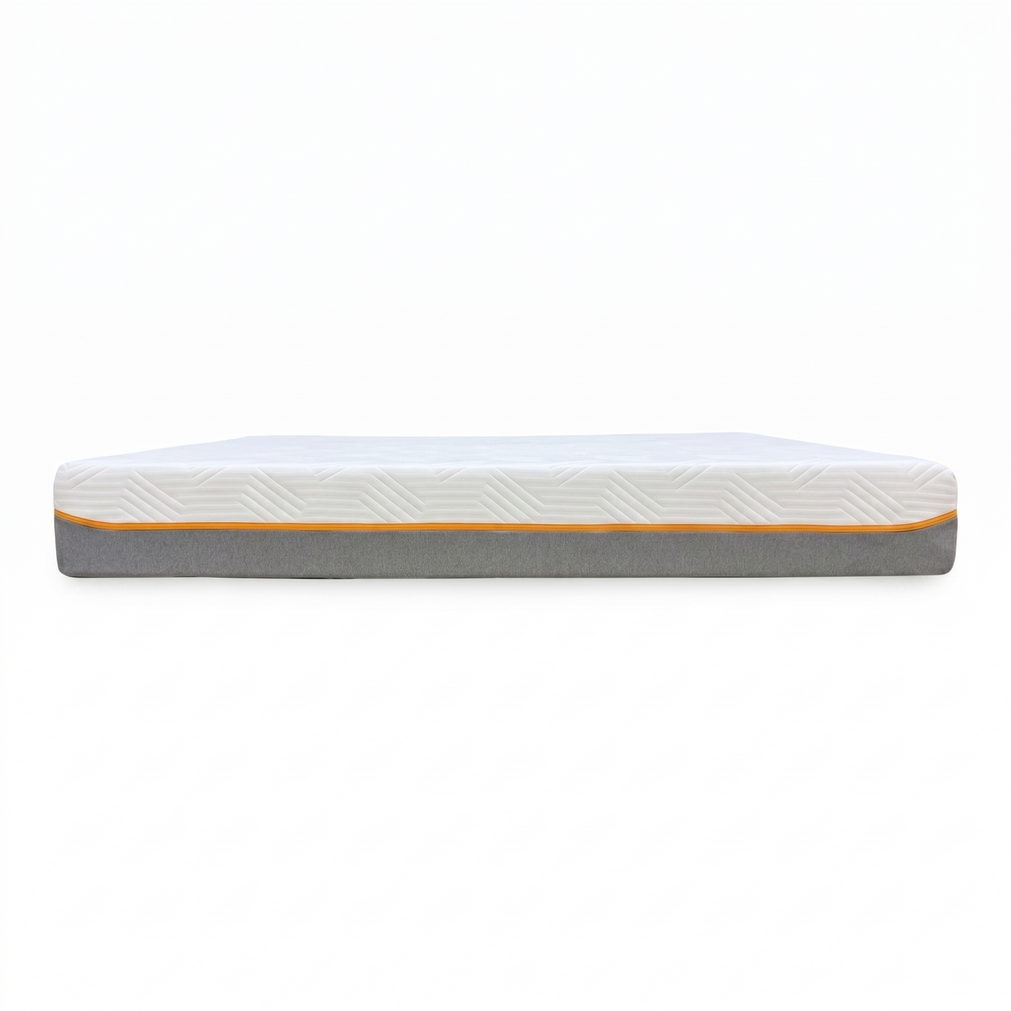 Side perspective profile view of the mattress edge, demonstrating the pristine border tailoring and heavy-duty seams engineered for shape retention.