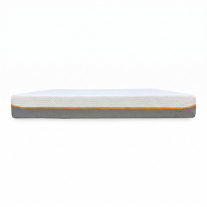 Side perspective profile view of the mattress edge, demonstrating the pristine border tailoring and heavy-duty seams engineered for shape retention.