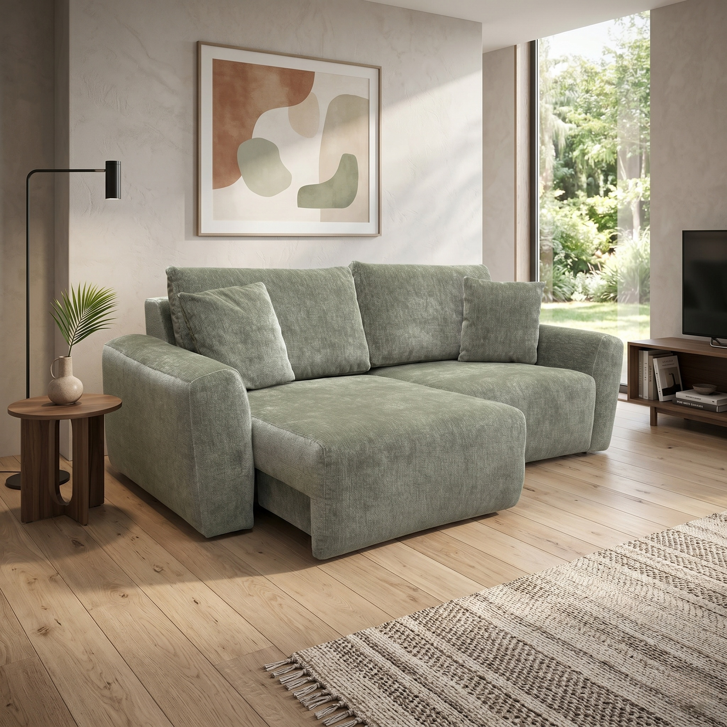 ‘Gemini’ Olive Green Fabric 2 Seater Power Glider Sofa