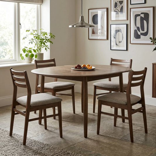 ‘Stockholm’ Dark Oak Solid Oak 110cm Round Extending Dining Table