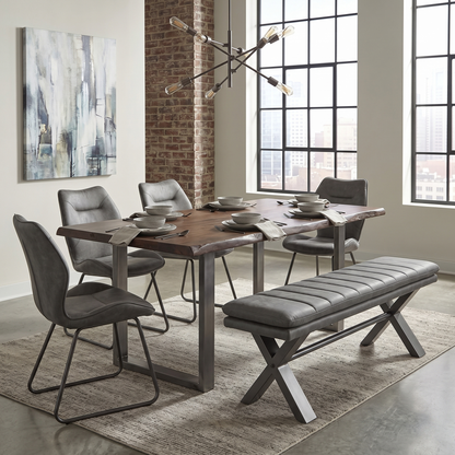 ‘Moon’ Grey Fabric 140cm Dining Bench