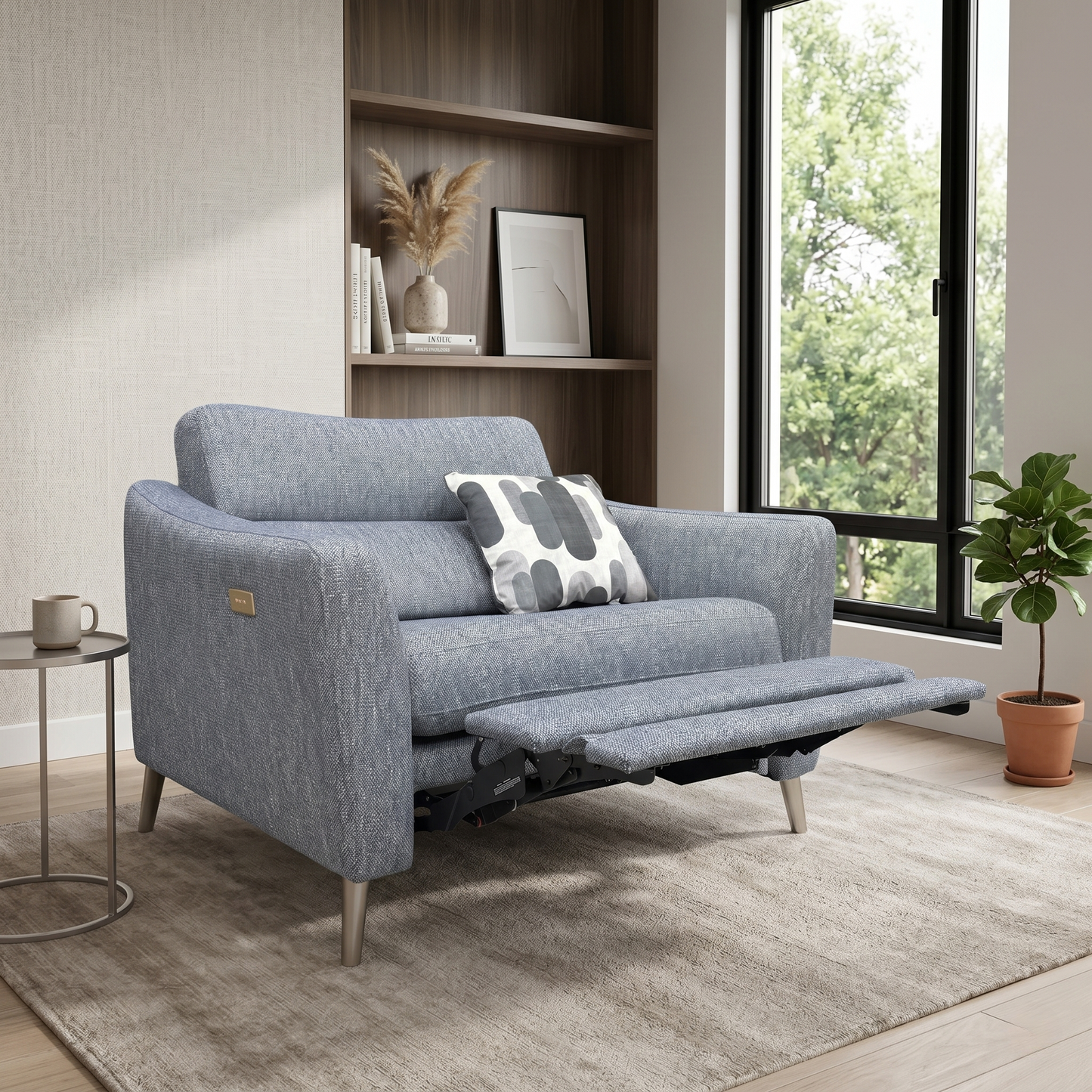 ‘Moderna’ Blr Marine Blue Sw Fabric Snuggler Power Recliner Chair