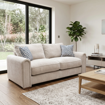 ‘Archy’ Taupe Fabric 200cm Midi Arm 3 Seater Sofa