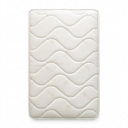 Front view of the Sleep Story Deluxe Firm Small Double Mattress, featuring a premium white quilted cover and deep-sided support walls.