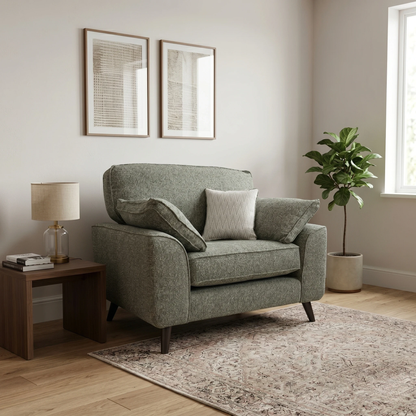 'Theodore' Olive Green Woven Fabric Formal Back Love Chair