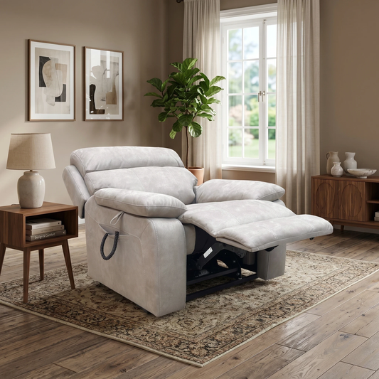 ‘Moreno’ Bfa-Blj-R946 Silver Suede Fabric Lift and Rise Recliner Chair
