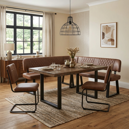 ‘Venus’ Tan Brown Faux Leather Left Hand Facing Corner Bench