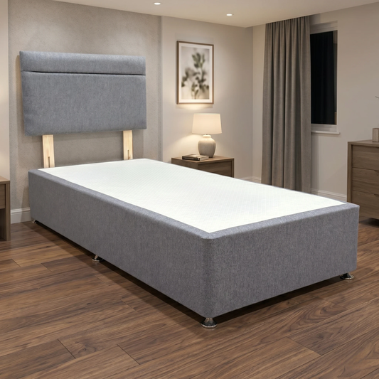 ‘Capella’ Orkney Charcoal Fabric Headboard + Divan Base - Single