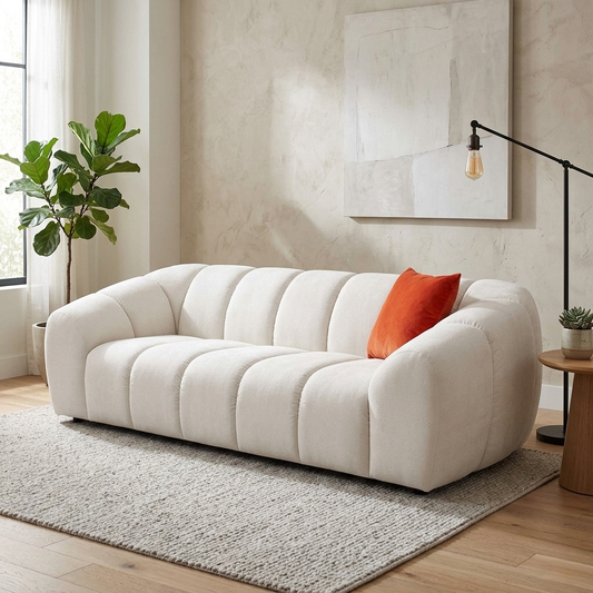 ‘Waldorf’ Light Grey Fabric 3 Seater Sofa