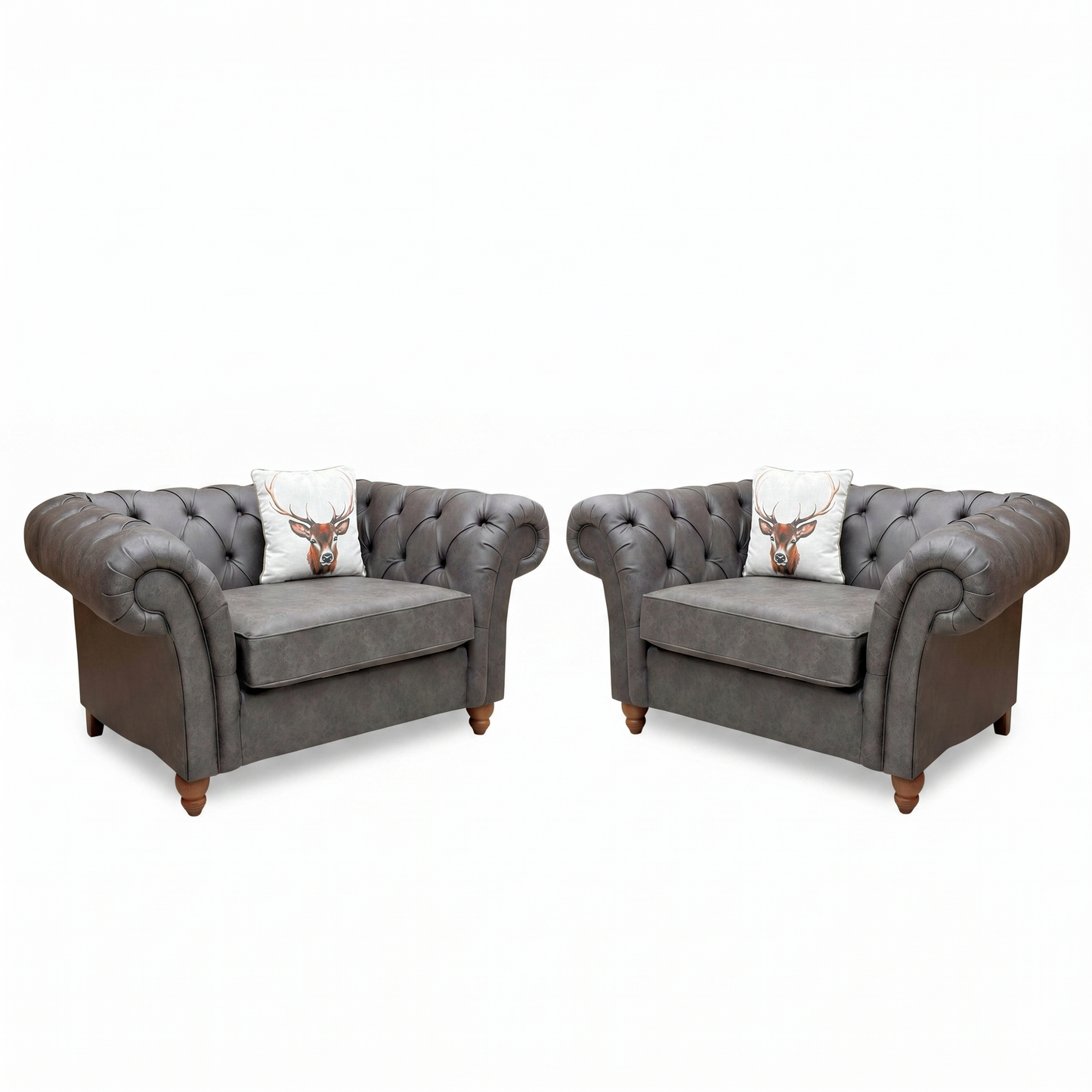 'Ranger' Grey Endurance Fabric Manual Recliner Armchairs - Set of 2