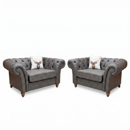'Ranger' Grey Endurance Fabric Manual Recliner Armchairs - Set of 2