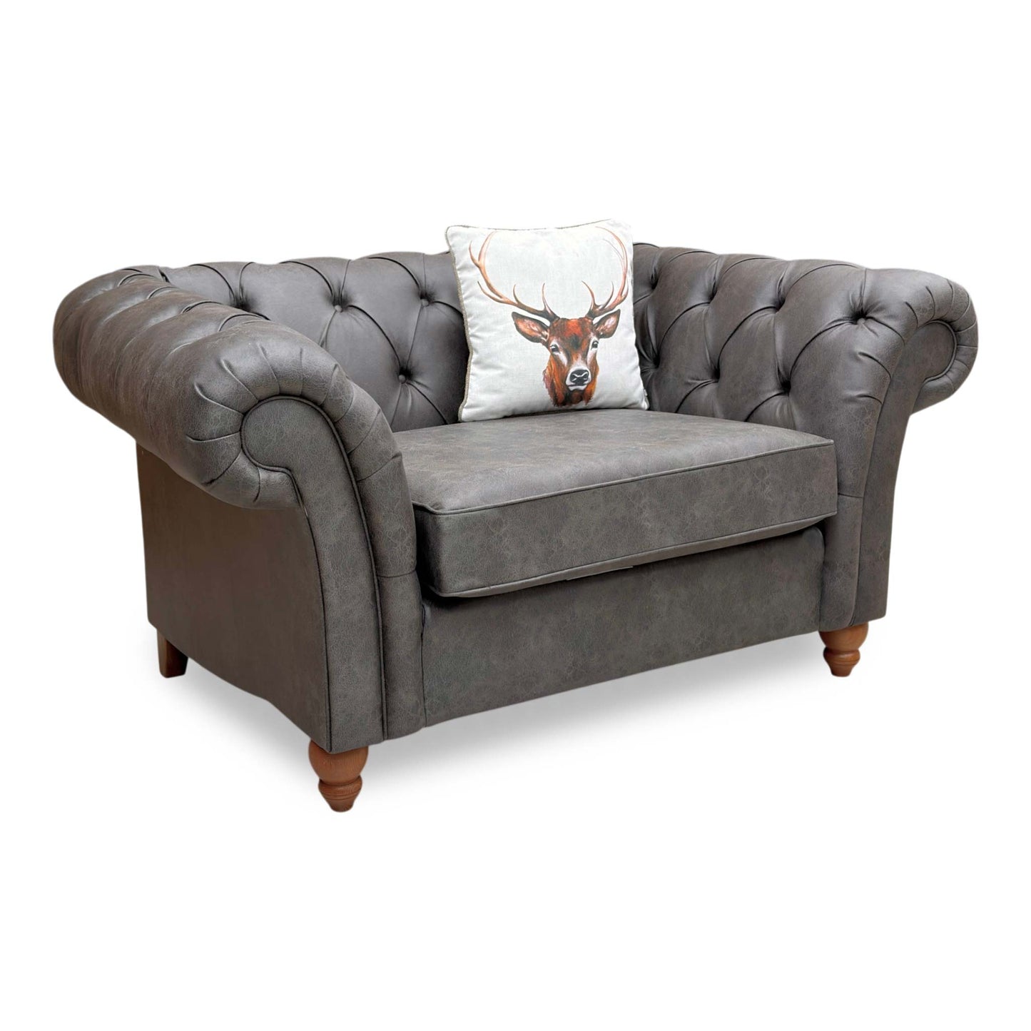 ‘Gosford’ Monza Charcoal Leather Snuggler Chair Set