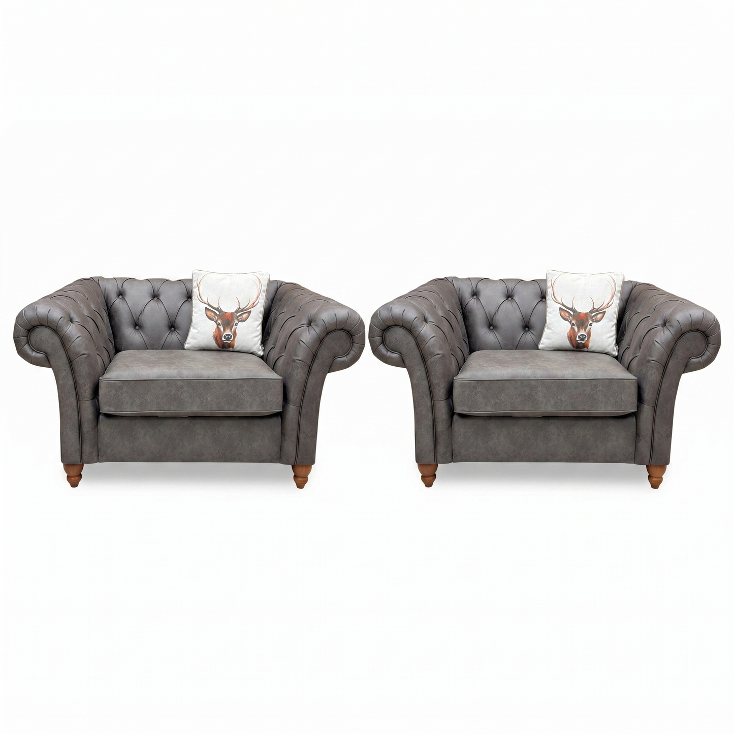 ‘Gosford’ Monza Charcoal Leather Snuggler Chair Set