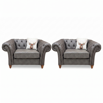 ‘Gosford’ Monza Charcoal Leather Snuggler Chair Set