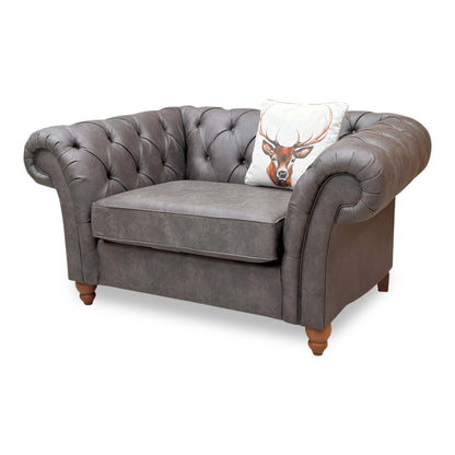 ‘Gosford’ Monza Charcoal Leather Snuggler Chair Set