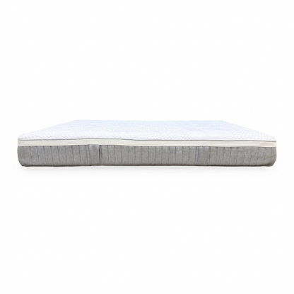 Side perspective profile view of the mattress edge, demonstrating the integrated airflow border panel and heavy-duty seams engineered for edge-to-edge structural integrity.