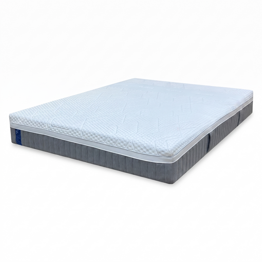 Full view of the Emma ‘Smart Hybrid Deluxe’ king size mattress, featuring a premium 6-layer construction that combines AeroFlex pocket springs with advanced cooling foam technology.