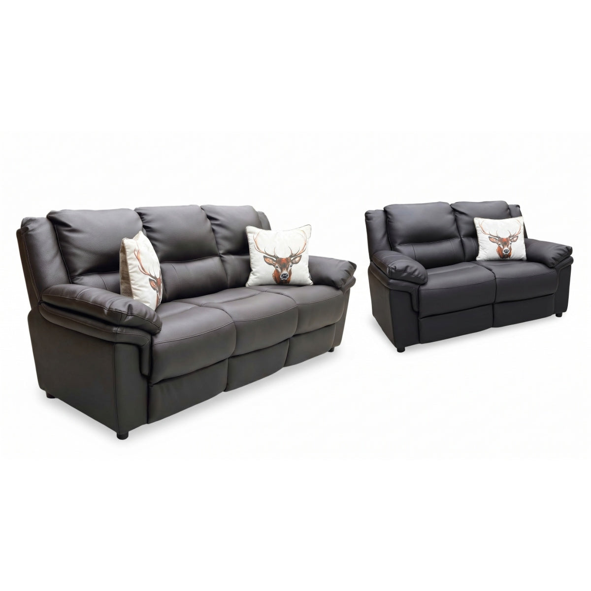 Albion Chocolate Faux Leather High Back 3+2 Seater Sofa Set