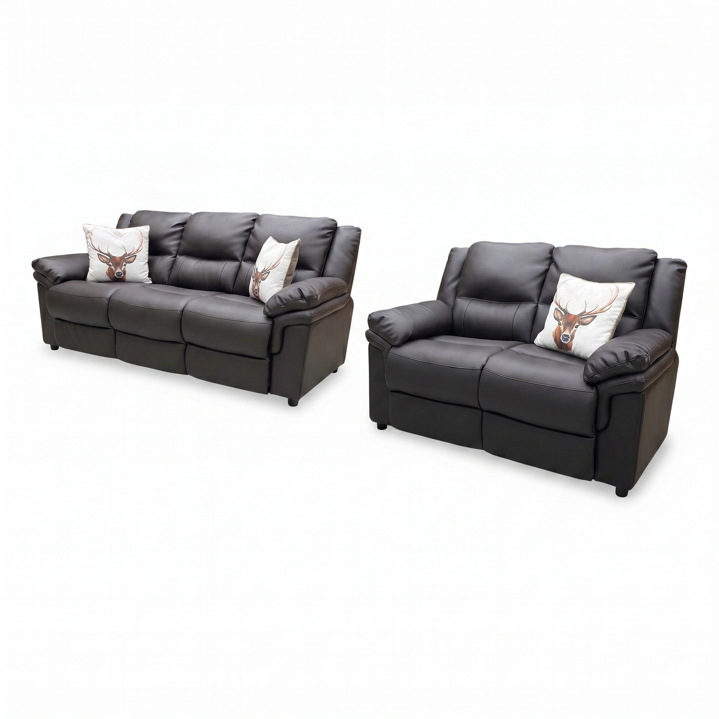 Albion Chocolate Faux Leather High Back 3+2 Seater Sofa Set