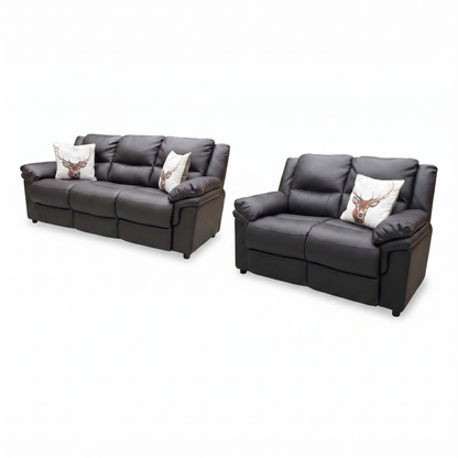 Albion Chocolate Faux Leather High Back 3+2 Seater Sofa Set