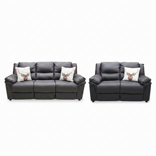 Albion Chocolate Faux Leather High Back 3+2 Seater Sofa Set