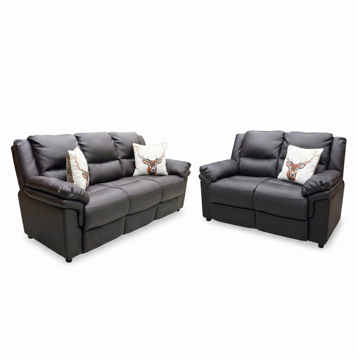 Albion Chocolate Faux Leather High Back 3+2 Seater Sofa Set