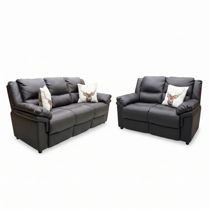 Albion Chocolate Faux Leather High Back 3+2 Seater Sofa Set