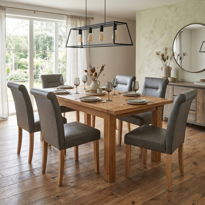 'Lewis' Dark Grey Set of 6 Roll Back Faux Leather Dining Chairs