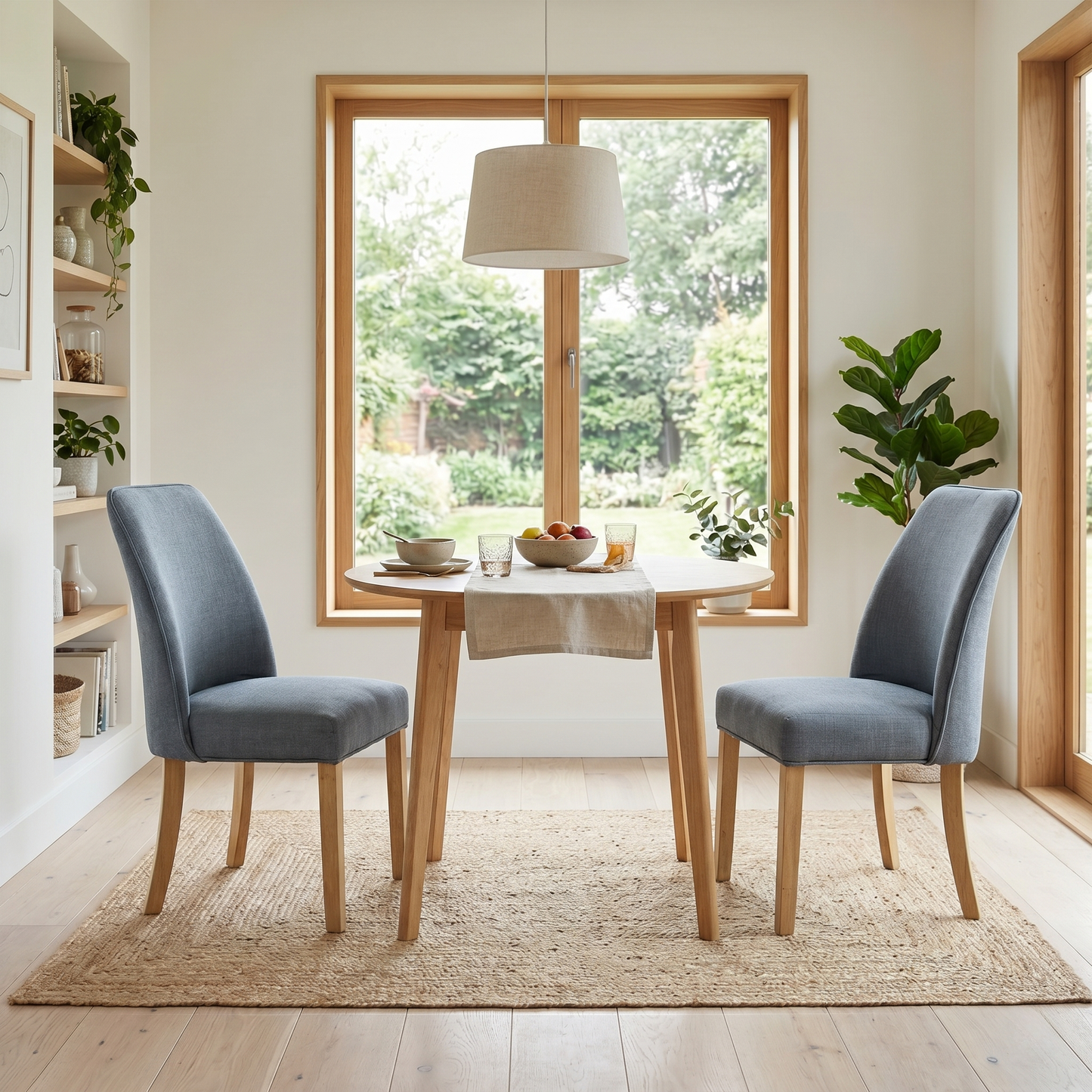 Dining room view of the Hamilton upholstered dining chair, emphasizing the plush padded seat cushion, deep buttoning, and contoured roll-back design.
