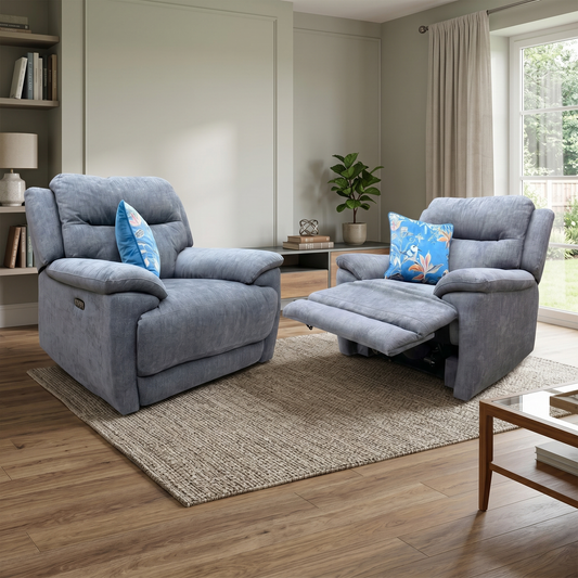 'Touch' Sfa-Pey-R09 Dove Grey Fabric Power Recliner Chair Set