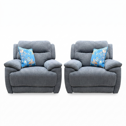 'Touch' Sfa-Pey-R09 Dove Grey Fabric Power Recliner Chair Set