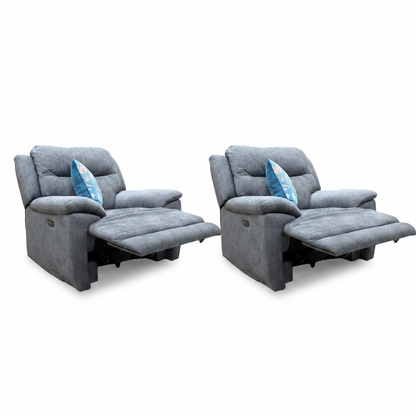 'Touch' Sfa-Pey-R09 Dove Grey Fabric Power Recliner Chair Set