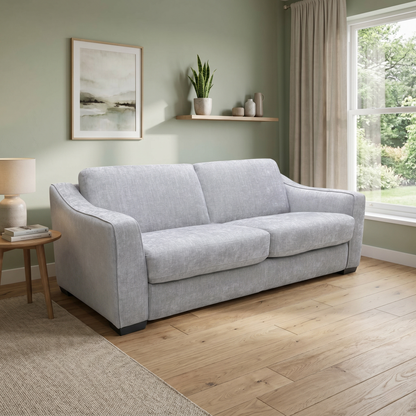 'Optimus' Fab-Meo-R27 Pewter Grey Fabric Space Saving Sofa Bed with Memory Foam Mattress