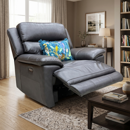 World of Leather 'Touch' Bv-3500 Classic Black Leather Power Recliner Armchair